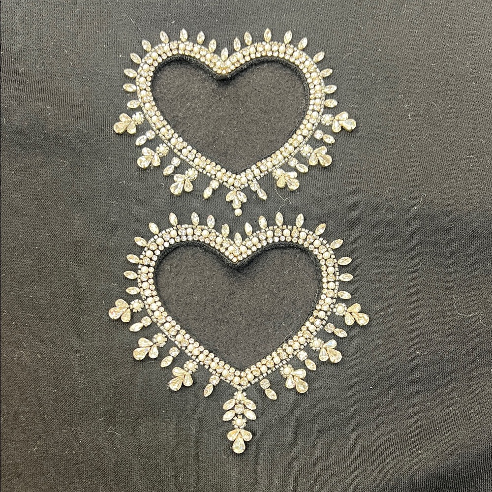 Sandro Black Sweatshirt with Heart Embroidery - Picture 3 of 4